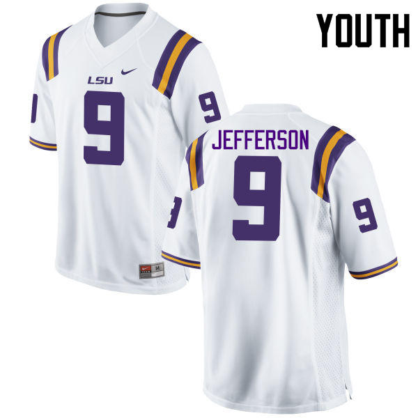 Youth LSU Tigers #9 Rickey Jefferson College Football Jerseys Game-White - Click Image to Close